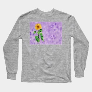 Sunflower - sun - on purple background Long Sleeve T-Shirt